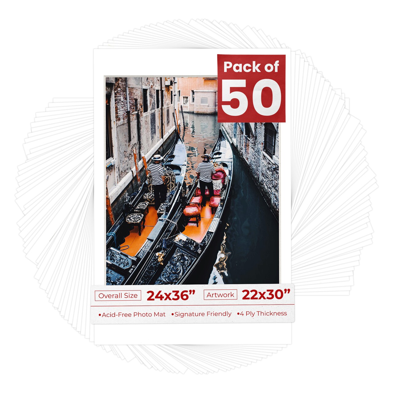 Textured White Mat Board for 24x36 Frames - Fits 22x30 Photos